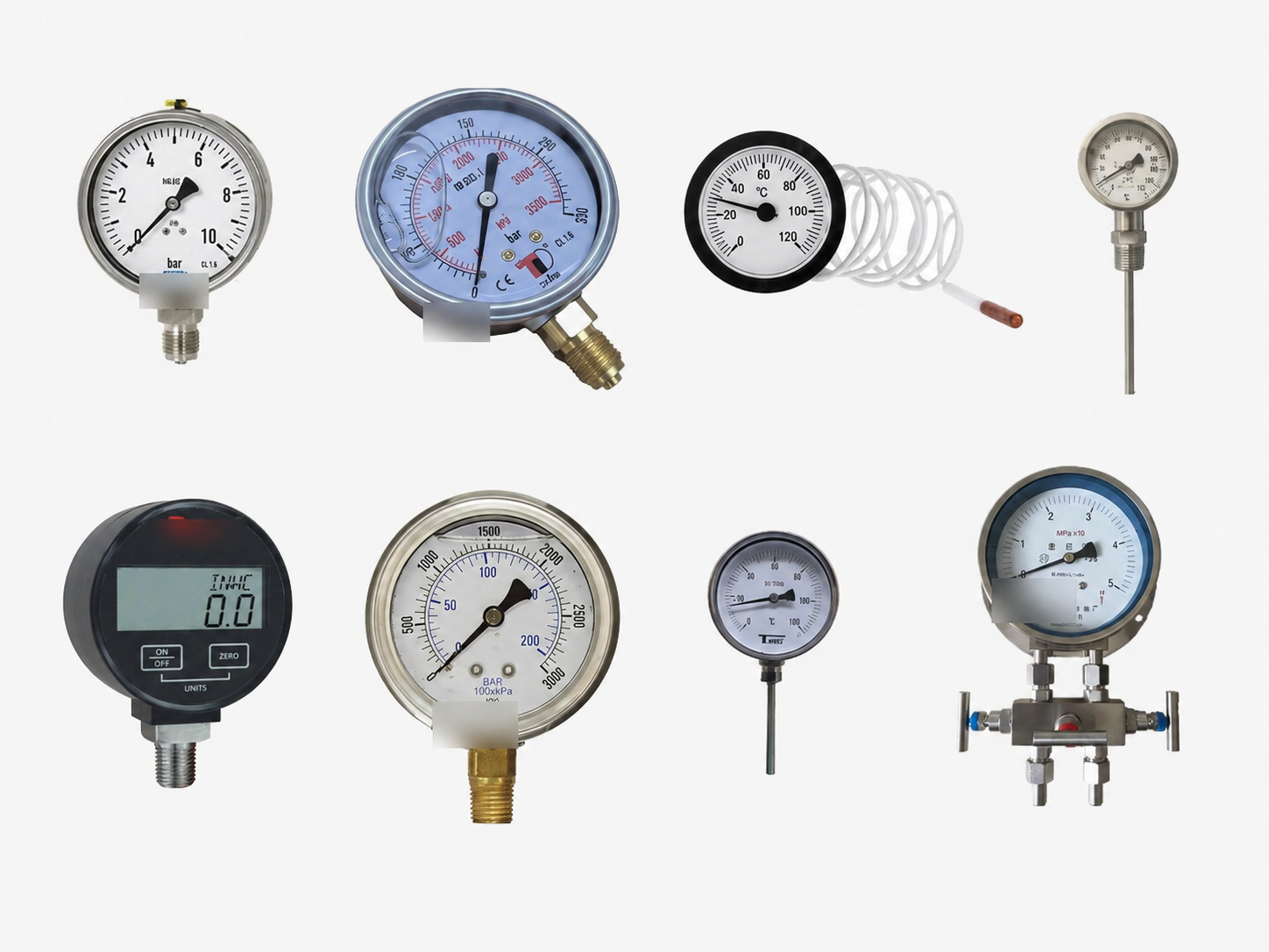 Pressure and temperature gauges